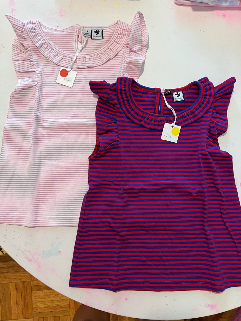 2-Pack Girls' Striped Ruffle Tank Tops - Pink & Blue/Red